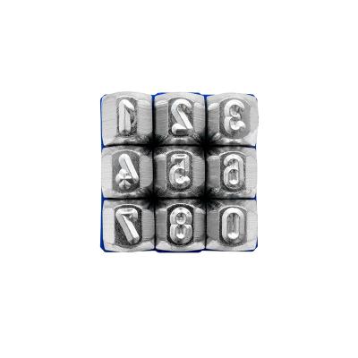 Ståltal prægestempler i sæt (0-9) med karakter højde 6 mm (Styrke 1200 N/mm2)